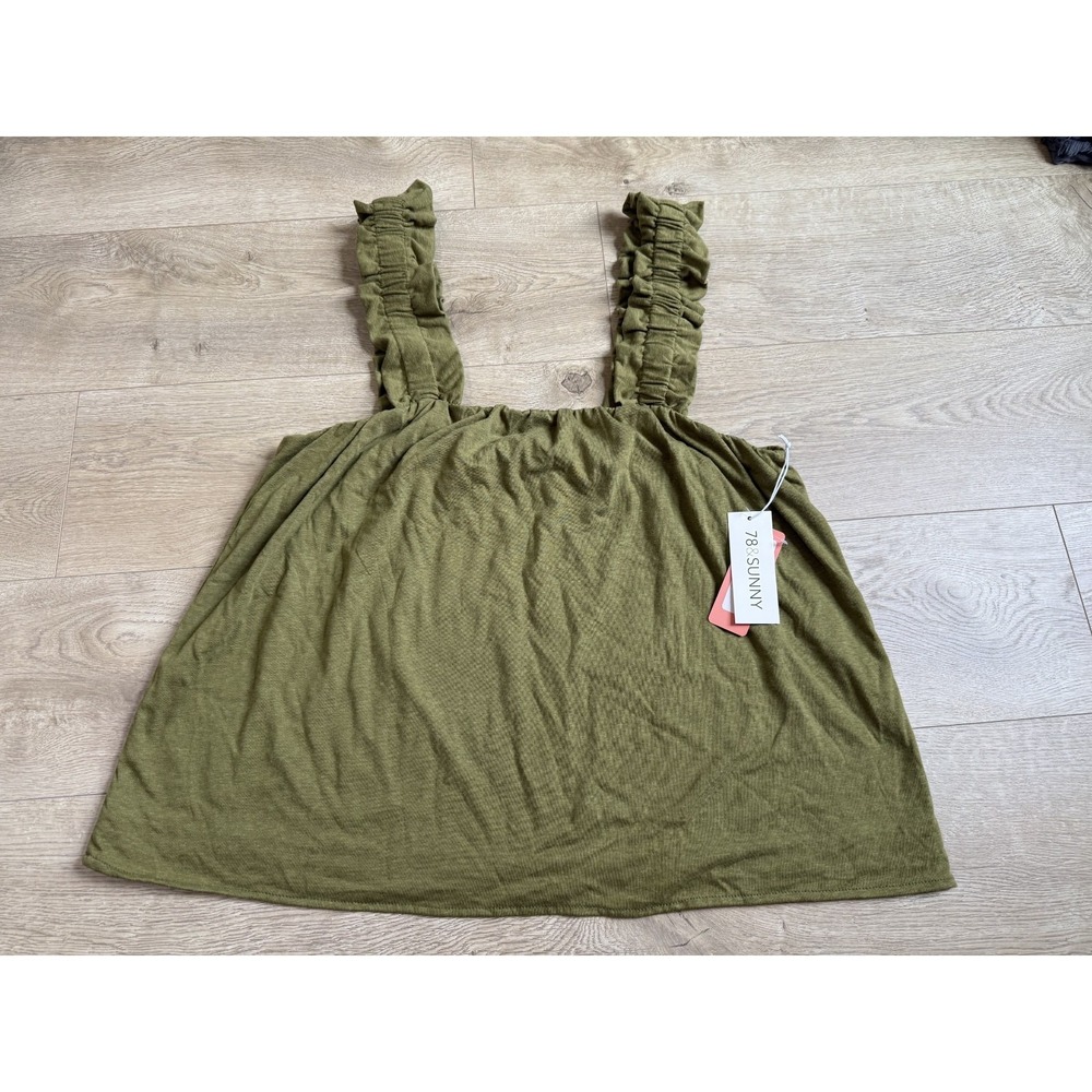NWT 78 & Sunny Tank Top womens 2X SAGE green Topanga Beach tank ruffle straps